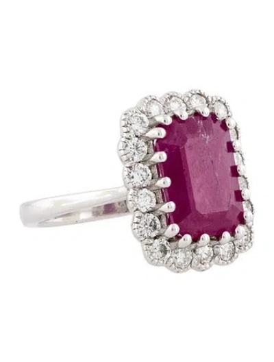Pre-owned Ring 18k 5.92ct Ruby & Diamond Cocktail  In Multi