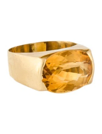 Pre-owned Ring 18k 5.95ct Citrine Cocktail  In Multi