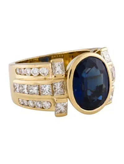 Pre-owned Ring 18k 6.11ct Sapphire & 2.02ctw Diamond Cocktail  In Multi
