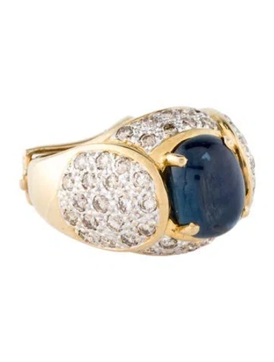 Pre-owned Ring 18k 6.29ct Sapphire & Diamond Bombe Cocktail  In Multi