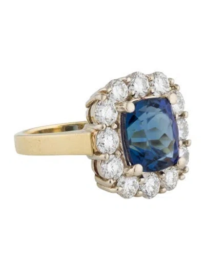 Pre-owned Ring 18k 6.37ct Tanzanite & 3.24ctw Diamond Cocktail  In Multi