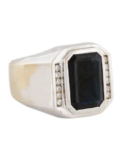 Pre-owned Ring 18k 6.47ct. Sapphire & Diamond  In Multi