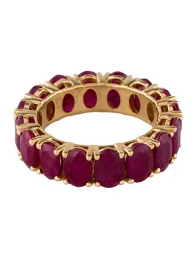 Pre-owned Ring 18k 6.91ctw Ruby Eternity Band  In Multi