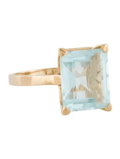 Pre-owned Ring 18k 7.88ct Aquamarine Cocktail  In Multi