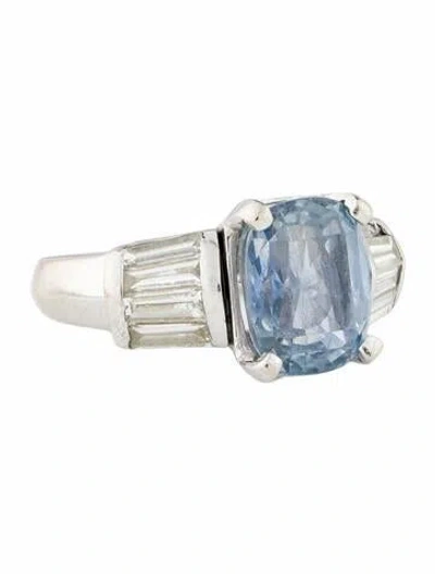 Pre-owned Ring 18k 7.95ct Unheated Ceylon Sapphire & Diamond Cocktail  In Multi