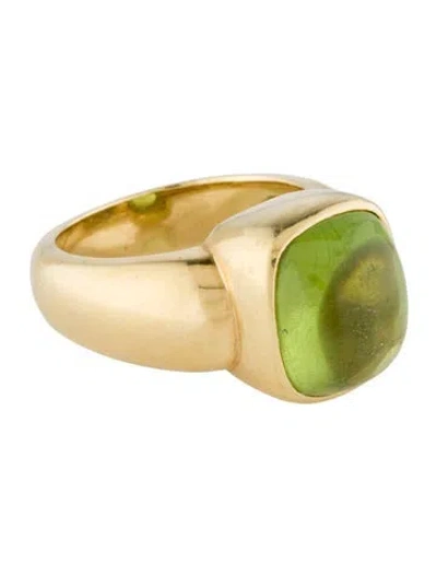Pre-owned Ring 18k 9.07ctw Peridot Cocktail  In Multi