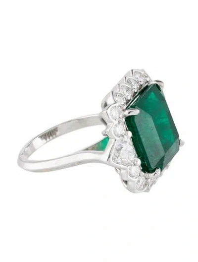 Pre-owned Ring 18k 9.35ct Emerald & Diamond Cocktail  In Multi