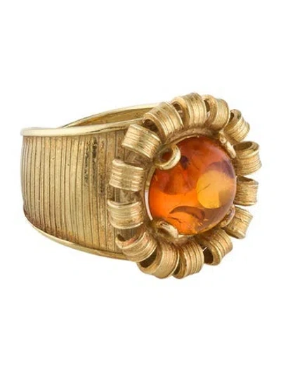 Pre-owned Ring 18k Amber Sunflower  In Multi