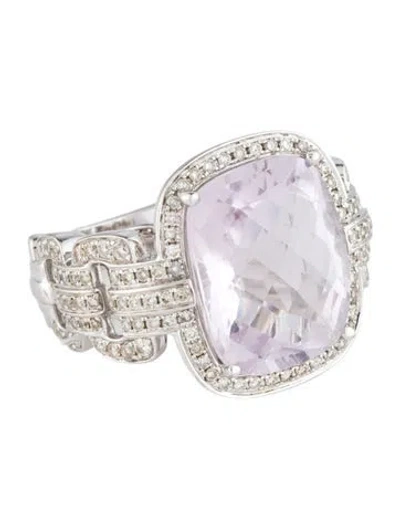 Pre-owned Ring 18k Amethyst & Diamond Cocktail  In Multi