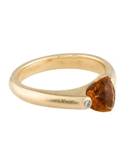 Pre-owned Ring 18k Citrine & Diamond Cocktail  In Multi