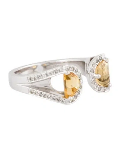Pre-owned Ring 18k Citrine & Diamond  In Multi