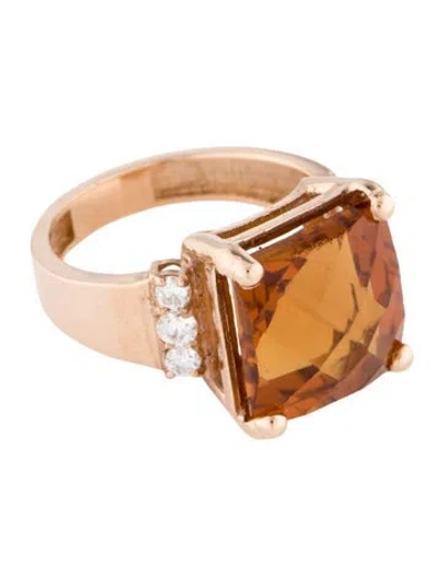 Pre-owned Ring 18k Citrine And Moissanite Cocktail  In Multi
