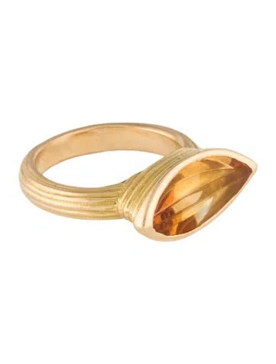 Pre-owned Ring 18k Citrine Cocktail  In Multi