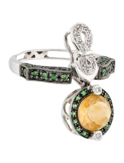 Pre-owned Ring 18k Citrine, Tsavorite Garnet & Diamond Convertible  Pendant In Multi