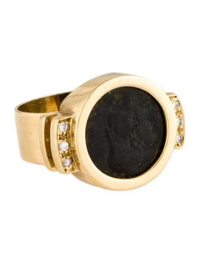 Pre-owned Ring 18k Coin & Diamond  In Multi