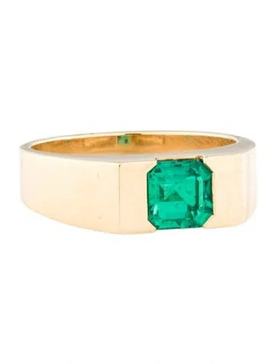 Pre-owned Ring 18k Colombian Emerald Cocktail  In Multi