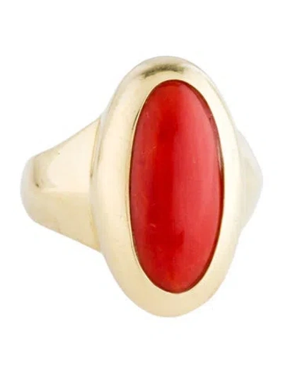 Pre-owned Ring 18k Coral Cocktail  In Multicolor