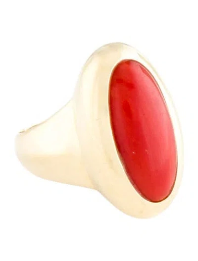 Pre-owned Ring 18k Coral Cocktail  In Orange