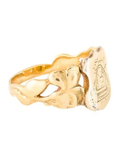Pre-owned Ring 18k Crest Signet  In Multi