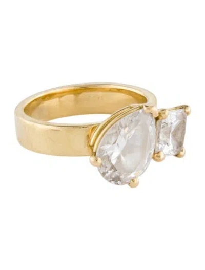 Pre-owned Ring 18k Cubic Zirconia Cocktail  In Multi