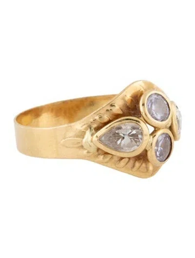 Pre-owned Ring 18k Cubic Zirconia Cocktail  In Multicolor
