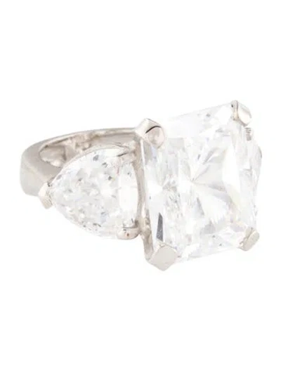 Pre-owned Ring 18k Cubic Zirconia Cocktail  In Transparent