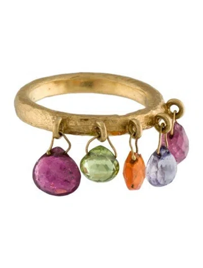 Pre-owned Ring 18k Dangling Drop Cocktail  In Multi