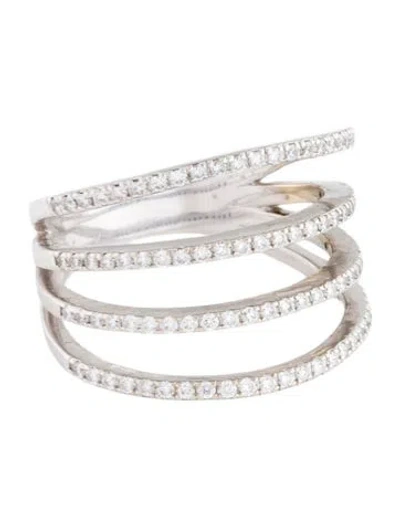 Pre-owned Ring 18k Diamond 4 Row Band In Multi