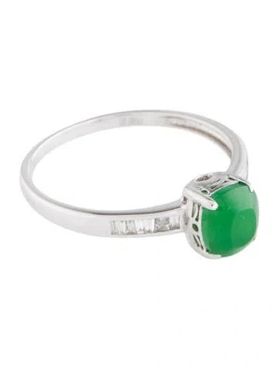 Pre-owned Ring 18k Diamond And Dyed Jadeite Cocktail  In Multi
