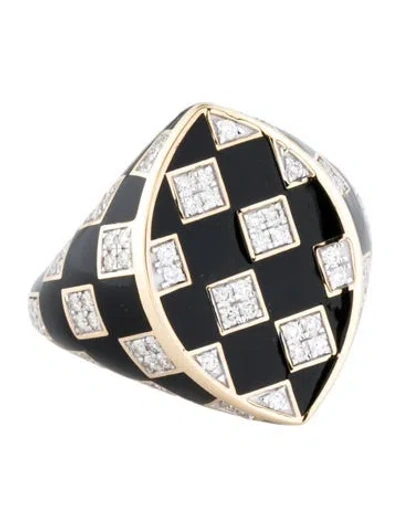 Pre-owned Ring 18k Diamond & Enamel Cocktail  W/ Tags In Multi