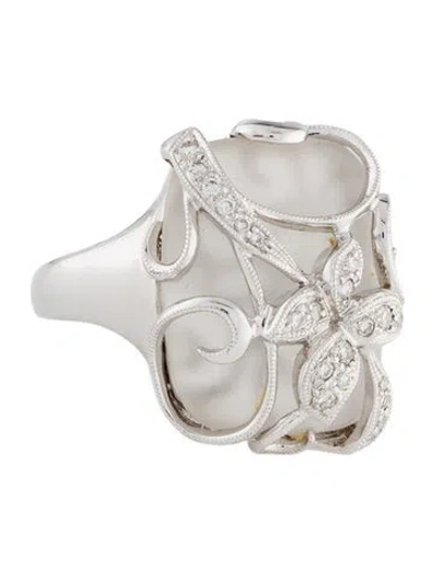 Pre-owned Ring 18k Diamond & Quartz Cocktail  In Multi