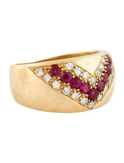 Pre-owned Ring 18k Diamond & Ruby Band  In Multi