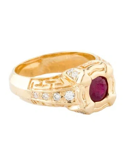 Pre-owned Ring 18k Diamond & Ruby Cocktail  In Multi