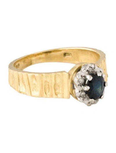 Pre-owned Ring 18k Diamond & Sapphire Cocktail  In Multi