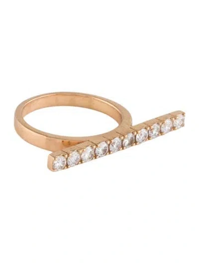 Pre-owned Ring 18k Diamond Bar Cocktail  In Multi