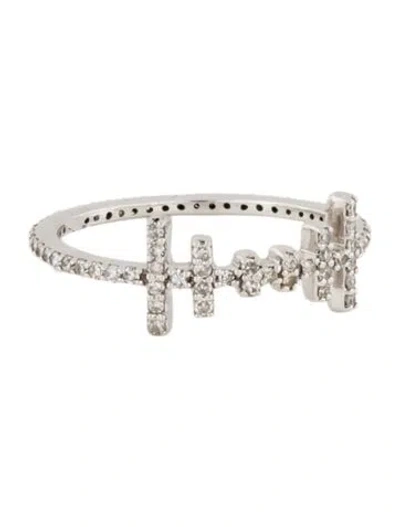 Pre-owned Ring 18k Diamond Bar Cocktail  In Multi