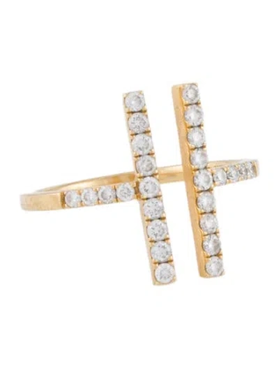 Pre-owned Ring 18k Diamond Bar  In Multi