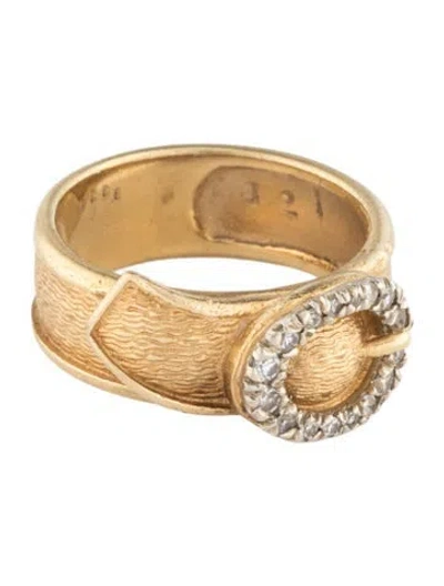 Pre-owned Ring 18k Diamond Belt Buckle  In Multicolor