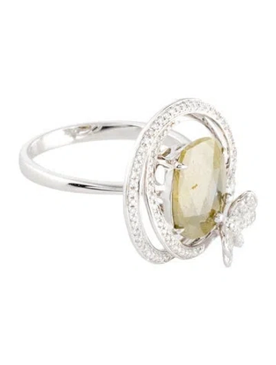 Pre-owned Ring 18k Diamond Butterfly Cocktail  In Multi