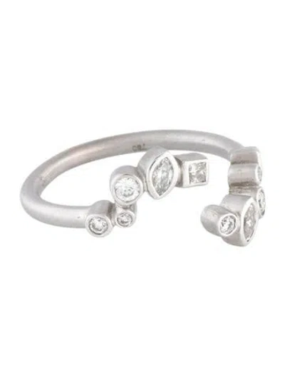 Pre-owned Ring 18k Diamond Bypass Cocktail  In Multicolor