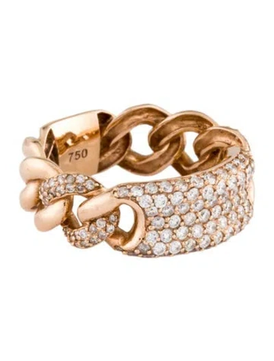 Pre-owned Ring 18k Diamond Chain Link Band  In Multicolor