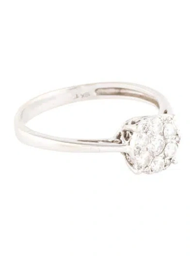 Pre-owned Ring 18k Diamond Cluster Cocktail  In Multi