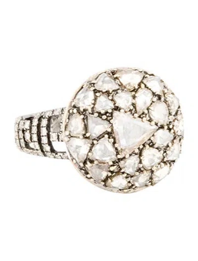 Pre-owned Ring 18k Diamond Cluster Cocktail  In Multi