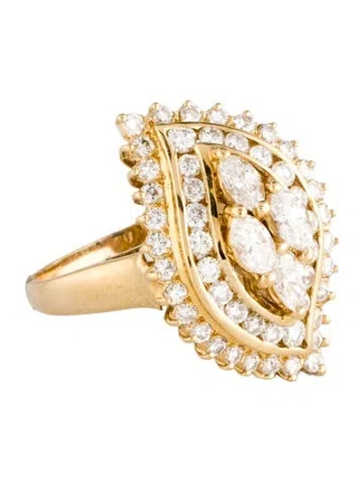 Pre-owned Ring 18k Diamond Cocktail  In Multi
