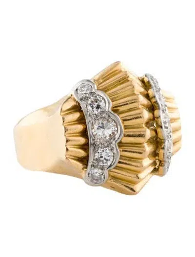 Pre-owned Ring 18k Diamond Cocktail  In Multi