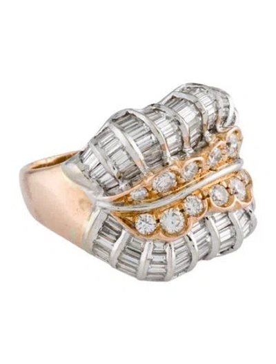 Pre-owned Ring 18k Diamond Cocktail  In Multi