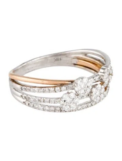 Pre-owned Ring 18k Diamond Cocktail  In Multi