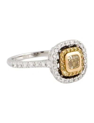 Pre-owned Ring 18k Diamond Cocktail  In Multi