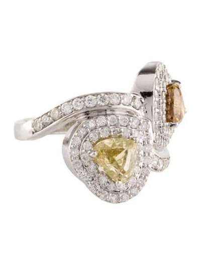 Pre-owned Ring 18k Diamond Cocktail  In Multi