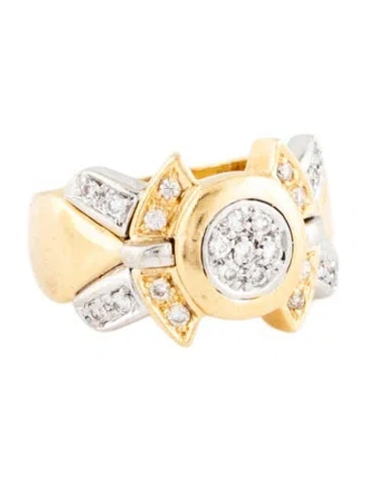 Pre-owned Ring 18k Diamond Cocktail  In Multi